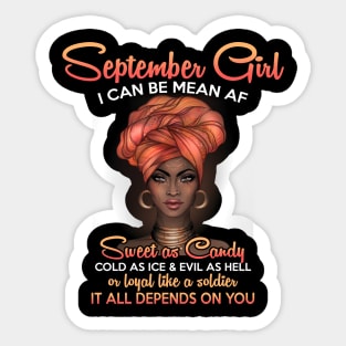 Queens Are Born In September Birthday T-Shirt for Black Women Sticker